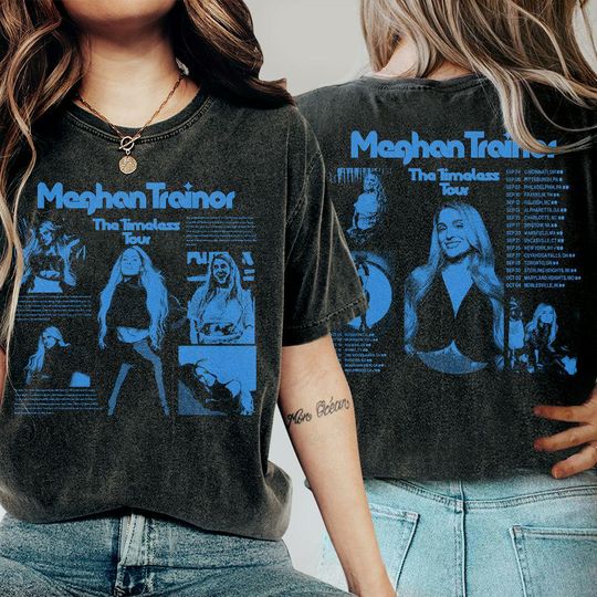 Discover Meghan Trainor Shirt, The Time Less Tour Vintage Bootleg 90s, Meghan Music Gift For Fan 2 Side Unisex Shirt