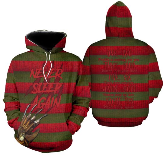 Discover Never Sleep Again 3D Hoodie, Halloween Costume Freddy Krueger 3D Hoodie