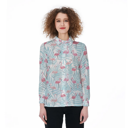 Discover Flamingo Women Casual Shirt, Flamingo Linen Shirt