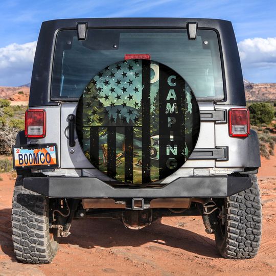 Discover Mountain Camping Tire Cover - Welcome To Our Campsite