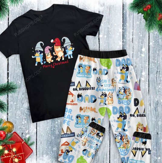 Discover BlueyDad Christmas Pajamas Set, Personalized Family Pajamas