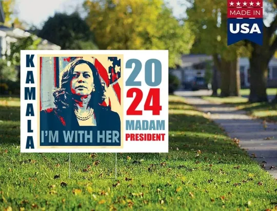 Discover Kamala Harris Tim Walz Yard Sign Election 2024 for Democracy Madam President