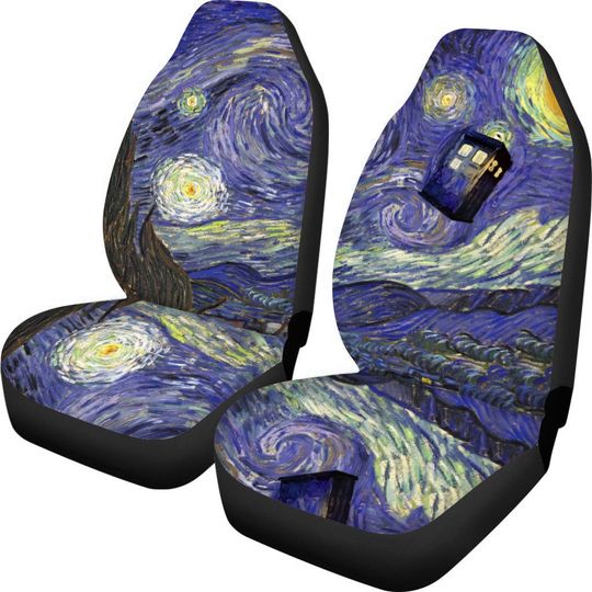 Discover TARDIS Starry Night Inspired Car Seat Covers