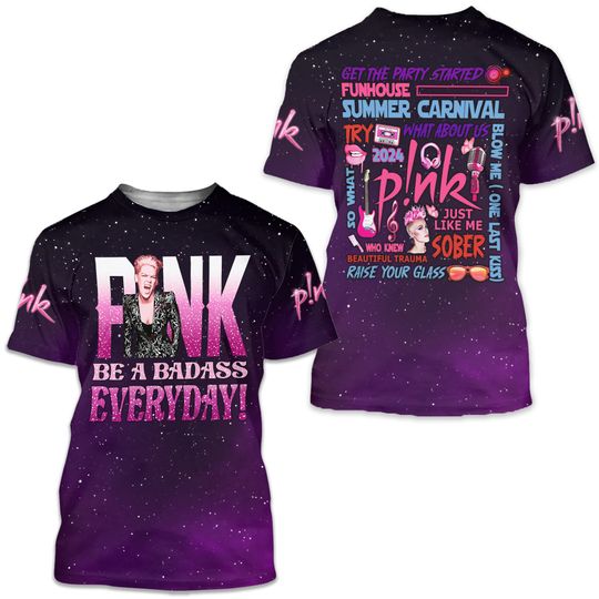 Discover Pink Singer P!nk Summer Carnival 2024 Tour 3D T-Shirt for Men Women