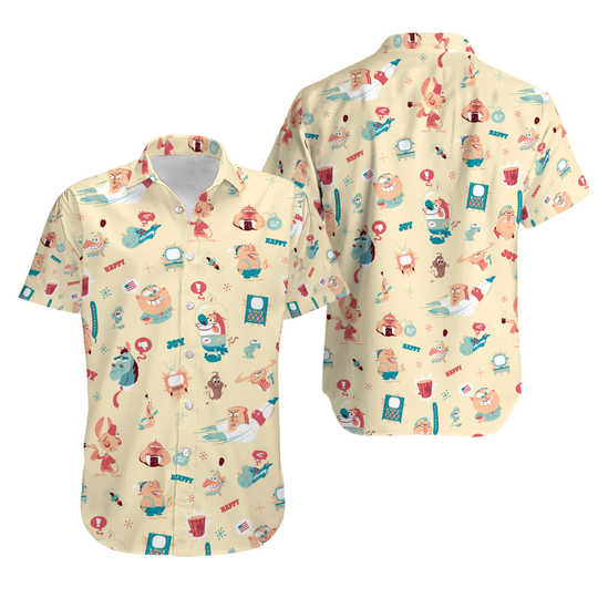 Discover REN AND STIMPY Patterns Hawaiian Shirt