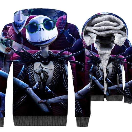 Discover Nightmare Before Christmas Jackets – Skull Series Skull Jack Icon 3D Fleece Jacket