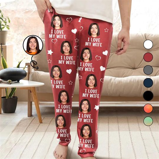 Discover Custom Photo Funny I Love My Lover - Personalized Pajama Pants