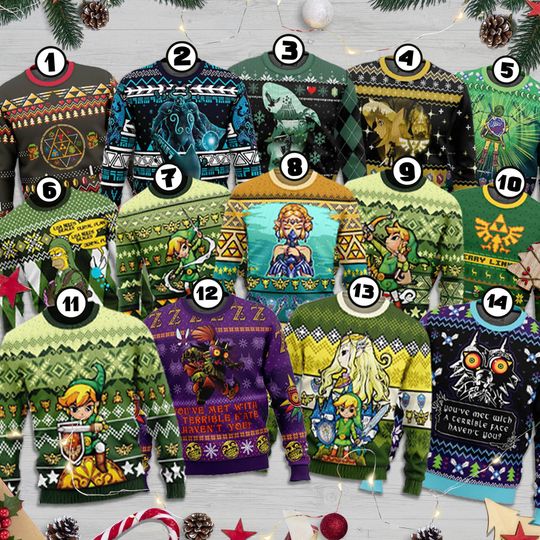 Discover Zelda Ugly Christmas Sweater, The Legend of Zelda Ugly Christmas Sweatshirt