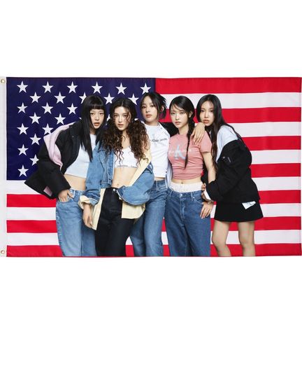 Discover NewJeans New Jeans USA Flag Bunnie KPOP American Flag  Tiktok Meme Trendy Room Tapestry