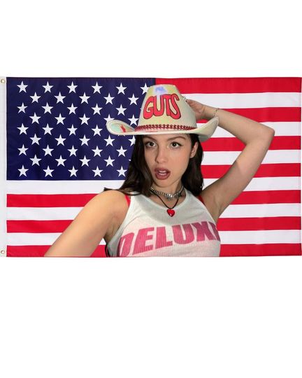 Discover Pop Star Singer Cowgirl USA Flag-  American Flag  Tiktok Meme Trendy Room Tapestry