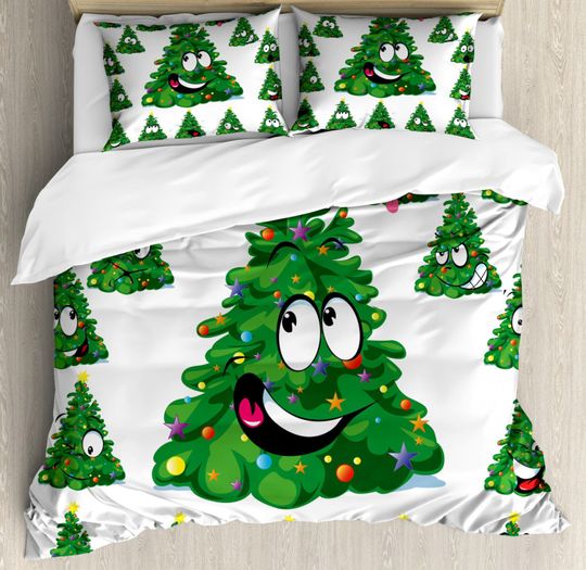 Discover Festive Cartoon Christmas Tree Bedding Sets, Bedroom Decor Gifts