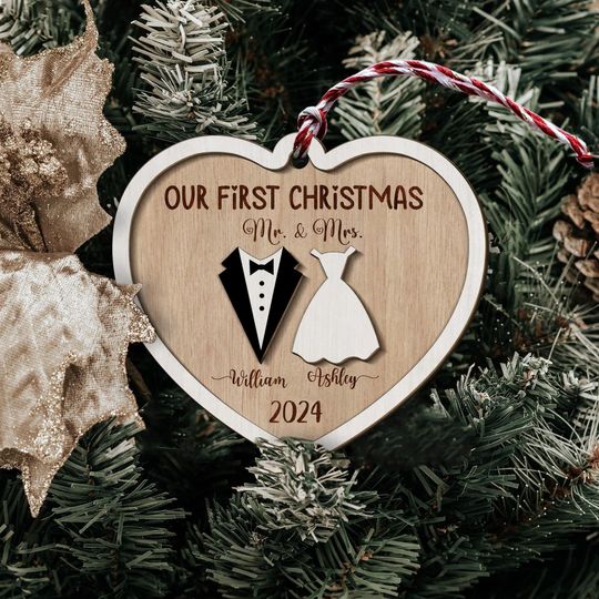 Discover Custom Our First Christmas Ornament, Mr and Mrs Ornament