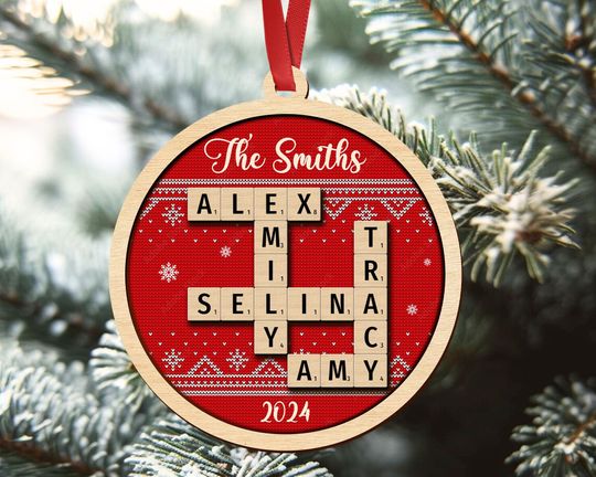 Discover Crossword Puzzle Personalized Christmas Ornaments, Family Christmas Gifts, Xmas Gift