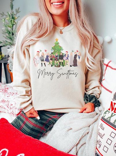 Discover Merry Swiftmas Christmas Crewneck Sweatshirt Natural Pullover sweatshirt Swifite