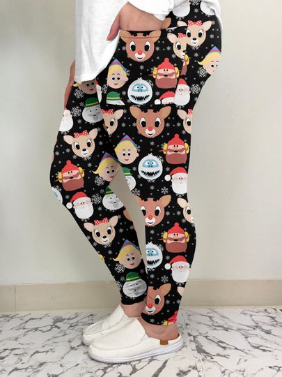 Discover Classic Christmas Red Nose Print Leggings