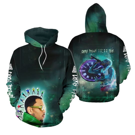Discover Chris Brown Hoodie, Chris Brown 11 11 Tour 2024 3D Hoodie