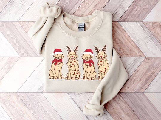 Discover Golden Retriever Sweatshirt, Dog Owner Christmas Gift, Dog Christmas Sweatshirt