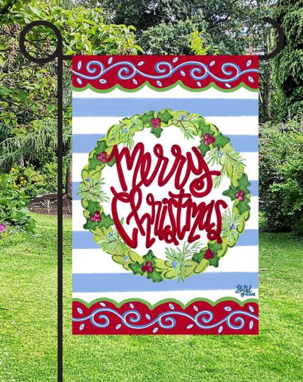 Discover Merry Christmas wreath Garden Flag, Happy Holidays Gifts