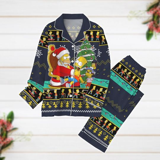 Discover Christmas Pajamas, Simpsons Pajamas Set, Santa Simpsons Xmas Pajamas