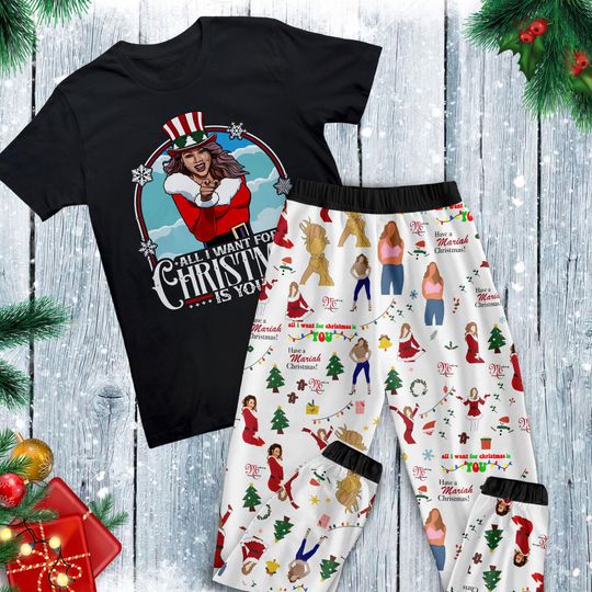 Discover Mariah Carey Pajamas Set, Personalized Family Pajamas, Family Christmas Pajamas Set.