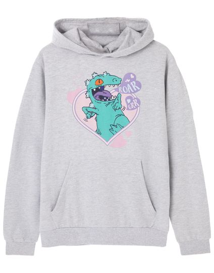 Discover Rugrats Womens Hoodie | Grey Reptar Roar Graphic Hoodie For Ladies