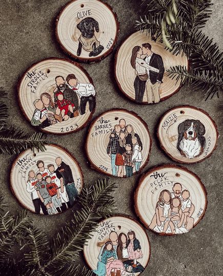 Discover Personalized Family Portrait Christmas Ornament Gift
