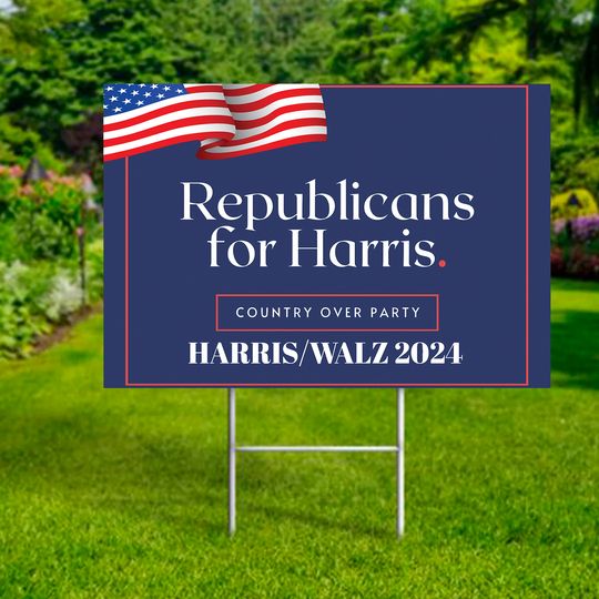 Discover REPUBLICANS FOR HARRIS country over party Plastic Yard Sign