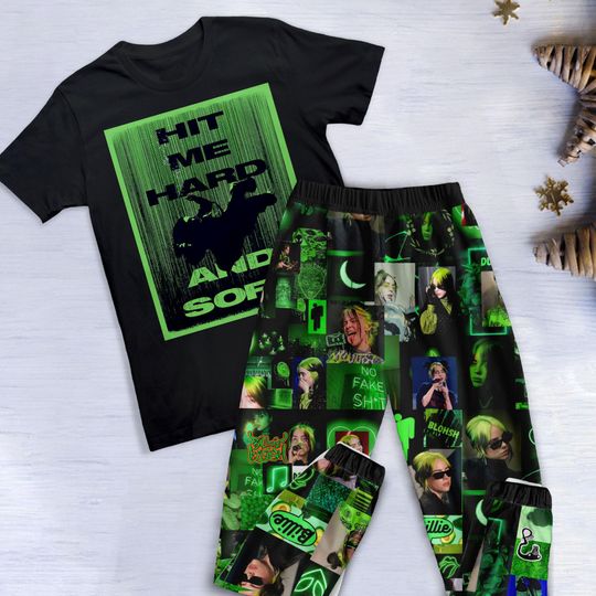 Discover Billie Eilish Pajamas Set, Hit Me Hard and Soft Pajamas Set