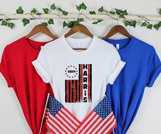 Discover Vintage USA Flag Election 2024 Shirt, Madam President Kamala 2024 Shirt