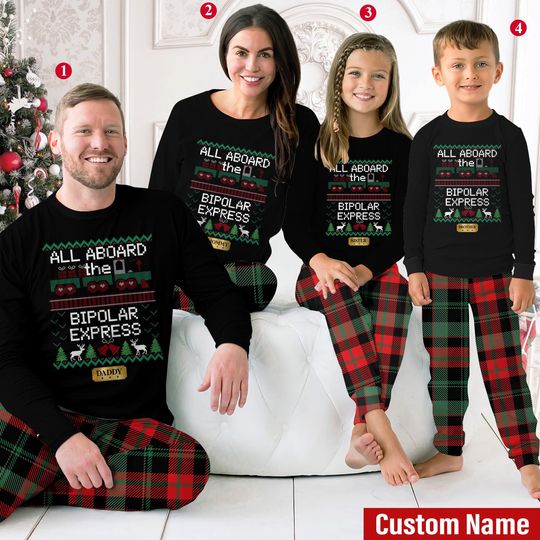 Discover Personalized Family Pajamas Sets, Po-lar Express Pajama, Ugly Christmas Pajamas Matching Family