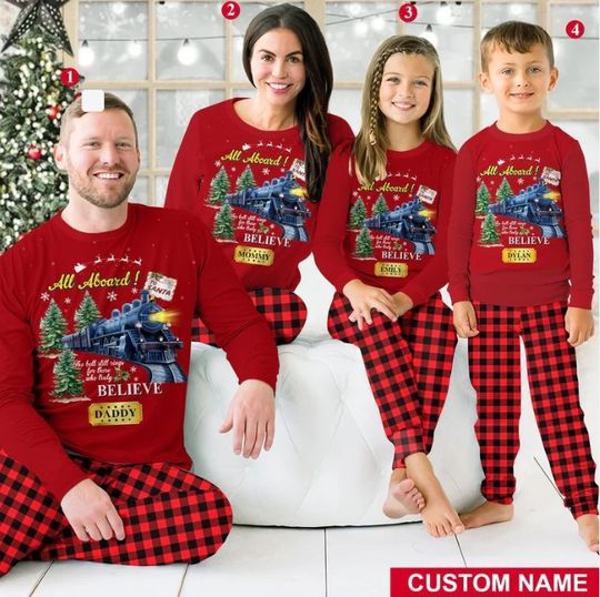 Discover Custom The Polar Express Inspired Pajamas Set Family Matching Pajamas Set