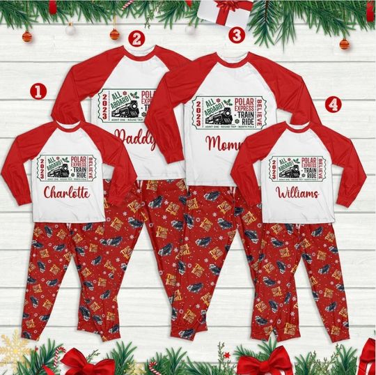 Discover Custom The Polar Express Inspired Pajamas Set Family Matching Raglan Pajamas Set