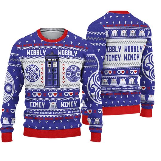 Discover Ugly Christmas Sweater, Doctor Who Shirt, Wibbly Wobbly Doctor Who, Ugly Sweater