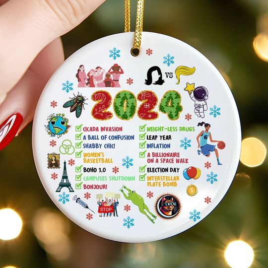 Discover 2024 Year In Review Christmas Ceramic Ornament, Year To Remember Ornament