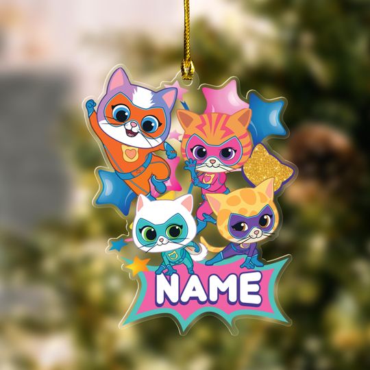 Discover Custom Super Kitties Christmas Ornament, Super Kitties Characters Acrylic Ornaments, Xmas Gift