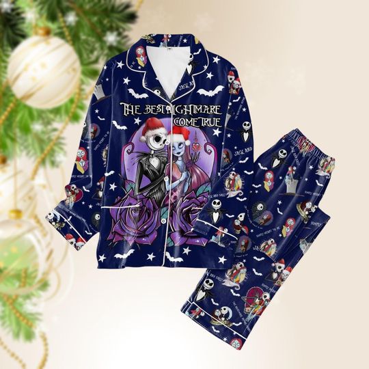 Discover Skellington Sally Christmas Pajamas Set, Nightmare Before Christmas Movie