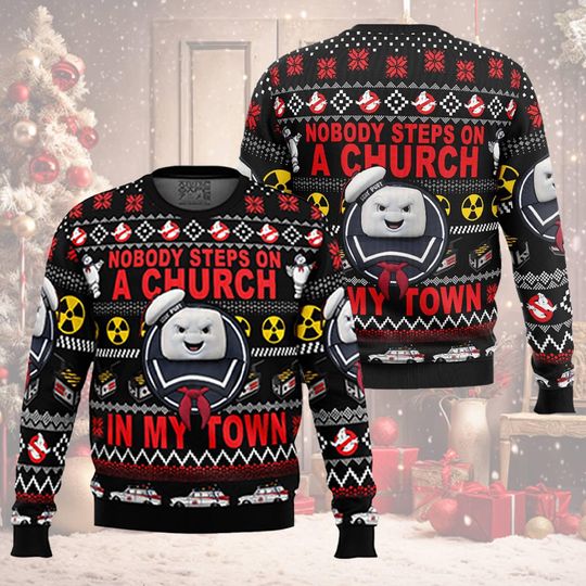 Discover In My Town Ghost Busters Ugly Christmas Sweater, Ghostbusters Ugly Christmas Sweater