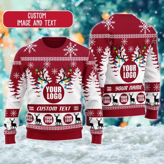 Discover Personalized Custom Logo 3D Christmas Sweater, Custom Company Logo