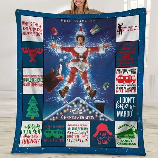 Discover National Lampoon Christmas Vacation Fleece Blanket | Clark Griswold Cousin Eddie Blanket