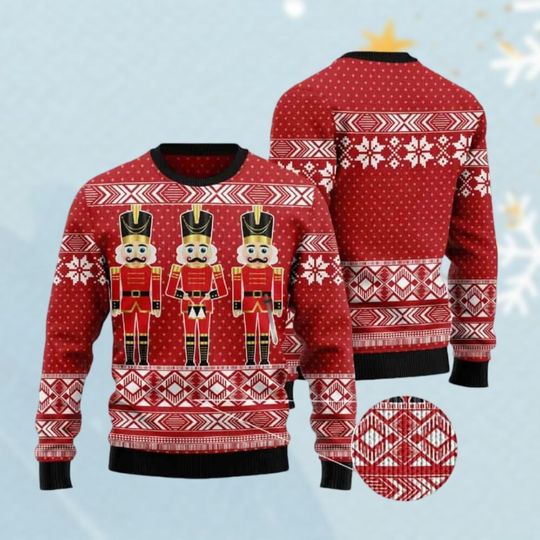Discover Nutcracker Ugly Christmas Sweater, Watercolor Holiday Shirt, Festive Christmas Sweater