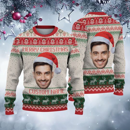 Discover Personalized Face Sweater For Christmas Custom Ugly Christmas Sweater