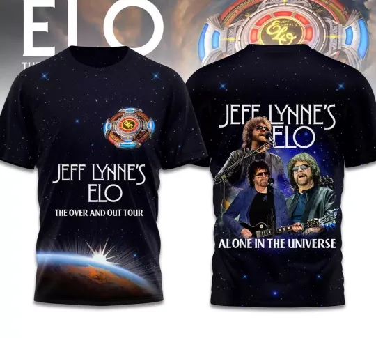 Discover Jeff Lynne’s Elo The Over And Out 2024 Tour Alone In The Universe 3D T-Shirt