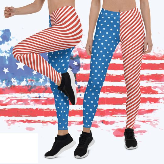 Discover Patriotic American Flag Leggings