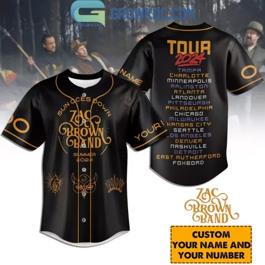 Discover Zac Brown Band Sun Goes Down Summer Tour 2024 Personalized Baseball Jersey_lbn_4