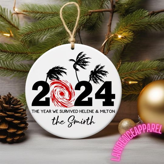Discover Hurricane 2024 Ornament, The year of Hurricane Helene & Milton Custom Ornament