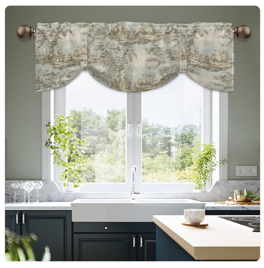 Discover Tie-up Valance in Bosporus Flax Renaissance Toile