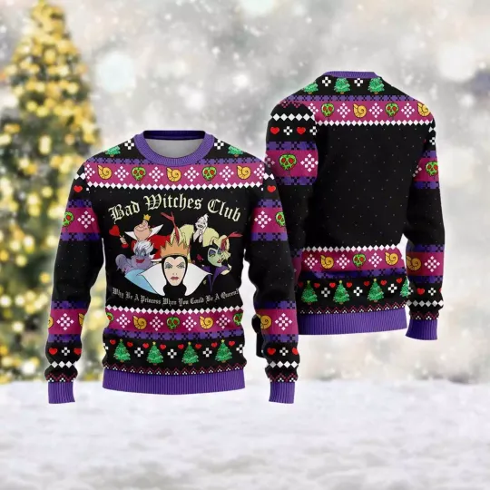 Discover Bad Witches Club Villains Xmas Holiday Evil Villains Christmas Ugly Sweater
