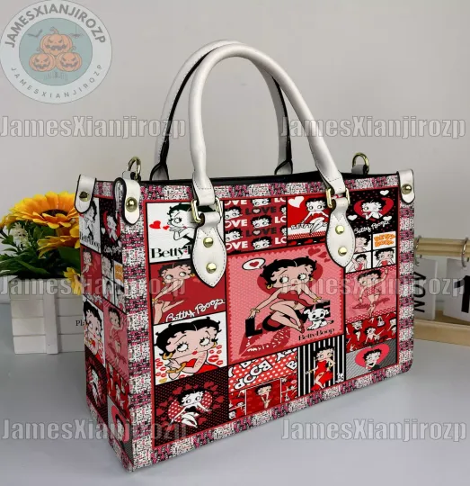 Discover Betty Boop Christmas Personalized Leather Handbag, Betty Boop Woman Handbag