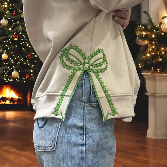 Discover Embroidered Bow Sweatshirt - Cute Design