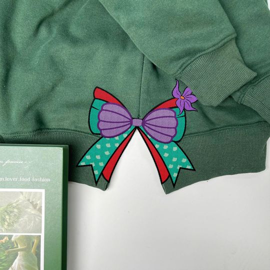 Discover Princess Coquette Side Bows Cut-Out Sweatshirt, Plaid Christmas Embroidery, School Coquette Bow, Side Bow Girls